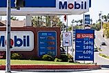A Mobil gas station in Yorba Linda, California displays gas prices. Editorial credit: Matt Gush / Shutterstock.com