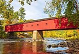West Cornwall covered bridge over the Housatonic River in Connecticut.