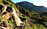 Early morning light strikes Galena Creek Falls along the Tahoe Rim Trail in the Humboldt-Toiyabe National Forest in Nevada. 