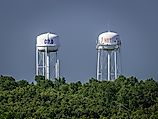 the city of St. Clair, MO must have sense of humor to label their twin water towers. Credit: Dave Adams Images/Shutterstock.com