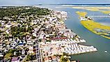 Aerial view of Chincoteague, Virginia.