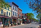 Sherman's Book Store and Stadium restaurant at 58 Main Street in historic town center of Bar Harbor, Maine. Image credit Wangkun Jia via Shutterstock