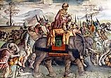 Hannibal Crossing the Alps; detail from a fresco by Jacopo Ripanda, ca 1510, Palazzo dei Conservatori (Capitoline Museum), Rome
