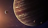 Jupiter completes a rotation on its axis in about 10 hours.