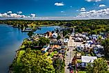 View of Chesapeake City from the Chesapeake City Bridge, Maryland.
