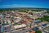 Aerial view of New Ulm, a town imbued with German heritage in Minnesota.