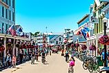 A busy day in downtown Mackinac Island, Michigan. Image credit: Michael Deemer via Shutterstock.com.