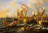 The Battle of Actium (1672) by Laureys a Castro.
