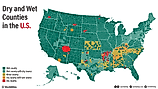 infographic showing wet counties, wet counties with dry towns, moist counties, dry counties with wet towns, dry counties