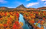 A photo of a New England fall foliage.