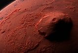 Olympus Mons, volcano on planet Mars, largest volcano in the Solar System.