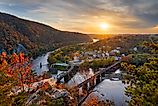 Harpers Ferry, West Virginia, U.S. overlooking the Shenandoah Valley at sunset in the fall. Image Credits: Sean Pavone via Shutterstock
