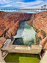 High Flow at Glen Canyon Dam. Water managers released a surge of water from the dam in late April to help preserve shrinking sandbars.