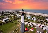 Overlooking Tybee Island Beach with the lighthouse, Georgia.