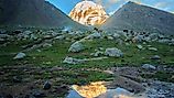 Sacred mount Kailash, Mount Kailash and Om Parvat, Kailash, Tibet Himalayan mountains 