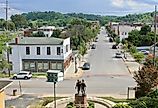 Tom Sawyer and Huckleberry Finn Statue overlooking Hannibal, Missouri.