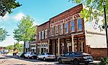 Vicksburg, Mississippi United States: an old building downtown on a sunny day