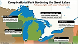 Infographic showing Every National Park Bordering The Great Lakes