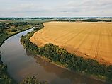 aerial shot of the Red River in North Dakota
