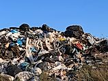 Garbage mountain in landfill. 