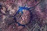 Manicouagan Impact Crater from satellite view.