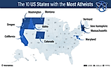 infographic of 10 US States With the Most Atheists