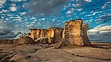 Golden hour at Monument Rocks in Kansas
