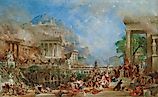 The Sack of Corinth by the Romans. Illustration by: Thomas Allom.