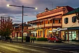 Historical Great Central Hotel building at sunset in Glen Innes, New South Wales. Editorial credit: Alex Cimbal / Shutterstock.com