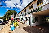 The quaint popular town of Montville on a sunny winter's day in the Glasshouse Mountains near Sunshine Coast in Queensland, Australia