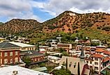 Aerial view of the mountain town of Bisbee, Arizona.