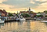 Annapolis, Maryland harbor, on a summer afternoon.