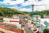 Aerial view of Gatlinburg, Tennessee.