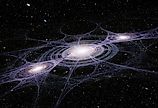 Abstract view of the cosmic web and galactic structure.