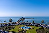Aerial view of the Fairhope Pier in Alabama.