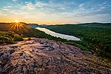The dense wilderness of the Porcupine Mountains Wilderness State Park in Michigan.