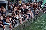 Parisians swim in the Saint Martin canal on a sweltering day