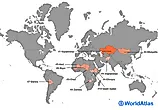 Map Showing The 10 Largest Landlocked Countries In The World
