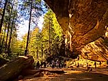 Ash Cave is one of the recess caves in Hocking Hills State Park near Logan, Ohio.