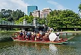 The famous swan boats at the Public Garden in Boston, Massachusetts. Image credit bodhichita via Shutterstock