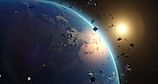 Space debris around planet Earth