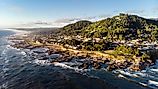 Aerial view of Yachats, Oregon.