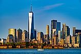 One World Trade Center rising up over Lower Manhatten. 