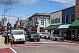 The outdoor busy downtown streets of Mount Airy, North Carolina. Editorial credit: Ruth Ann Photos / Shutterstock.com