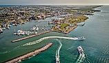 Aerial view of Port Aransas, Texas.