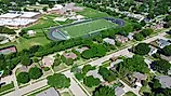 Football field in middle school district in Dallas, Texas