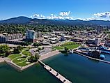 An aerial view of Coeur d'Alene, Idaho from over Lake Coeur d'Alene. Via Shutterstock / Billy G 30A.