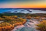 Sunrise view from Cadillac Mountain in Acadia National Park, Maine.