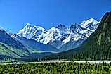 The Tian Shan mountain range extends from China to Kazakhstan and Kyrgyzstan.