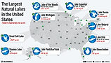 infographic showing the largest lakes in the US